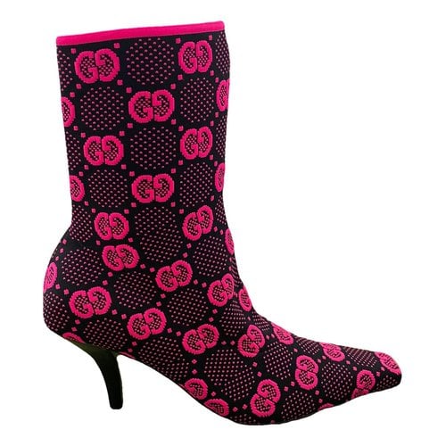 Pre-owned Gucci Cloth Boots In Pink