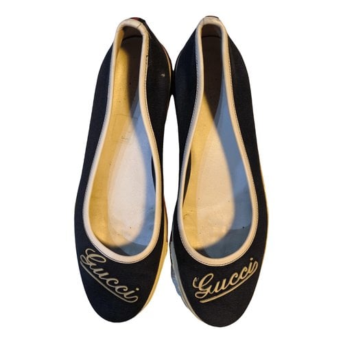 Pre-owned Gucci Cloth Ballet Flats In Blue