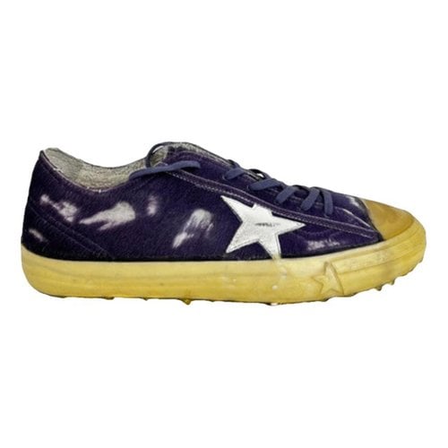 Pre-owned Golden Goose Leather Low Trainers In Purple