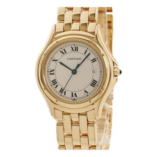 Pre-owned Cartier Panthère Yellow Gold Watch In Beige