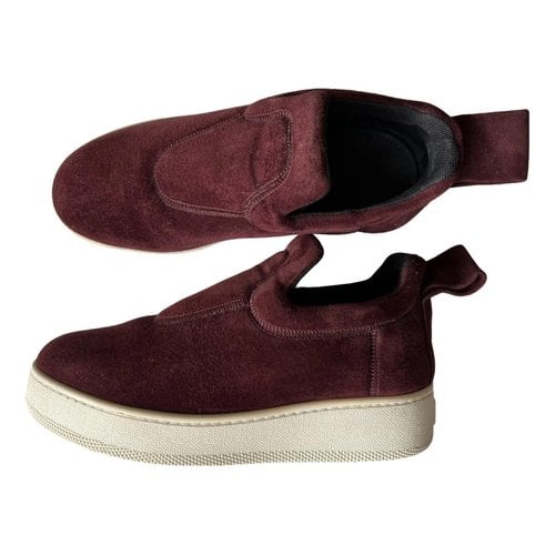 Pre-owned Celine Pull On Trainers In Burgundy