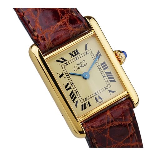 Pre-owned Cartier Tank Must Silver Gilt Watch In Brown