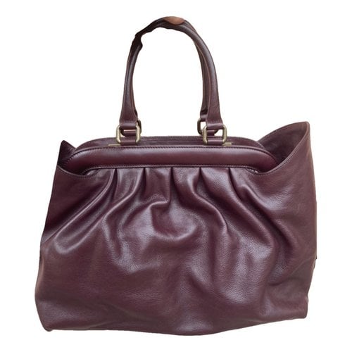 Pre-owned Fendi Leather Handbag In Burgundy