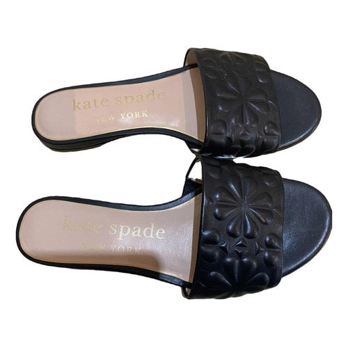 Pre-owned Kate Spade Leather Flats In Black