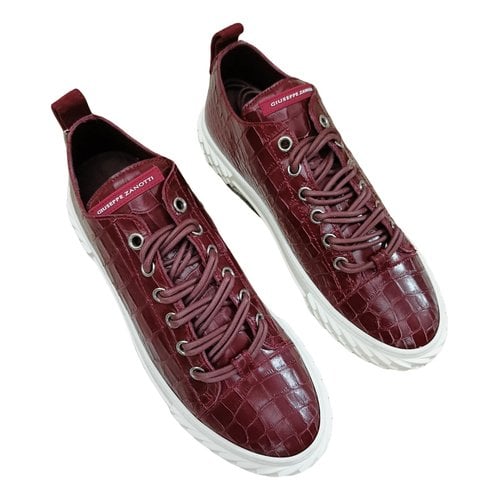 Pre-owned Giuseppe Zanotti Leather Low Trainers In Burgundy
