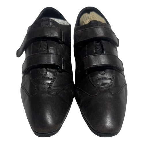 Pre-owned Prada Leather Trainers In Brown