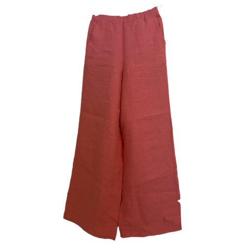 Pre-owned Marimekko Linen Straight Pants In Pink
