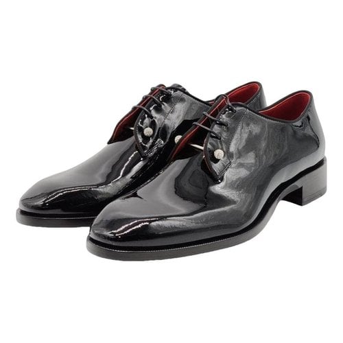 Pre-owned Christian Louboutin Patent Leather Lace Ups In Black
