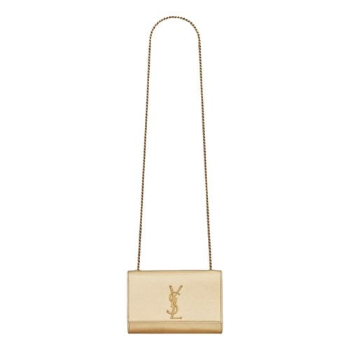 Pre-owned Saint Laurent Kate Monogramme Leather Handbag In Gold