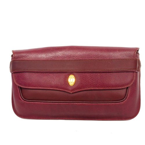 Pre-owned Cartier C Leather Clutch Bag In Red