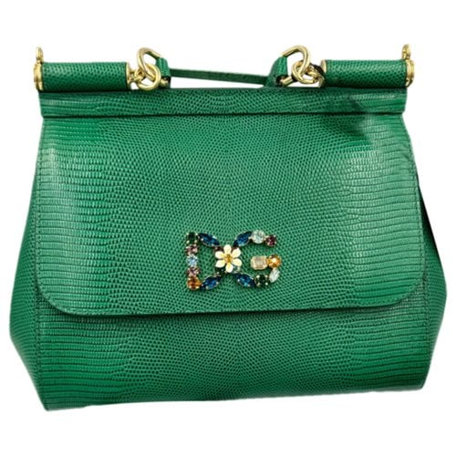 Pre-owned Dolce & Gabbana Dg Amore Leather Handbag In Green