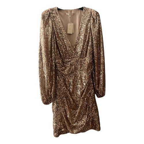 Pre-owned Maje Fall Winter 2019 Glitter Mini Dress In Gold