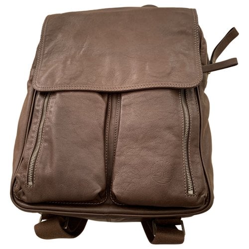 Pre-owned Timberland Leather Backpack In Brown