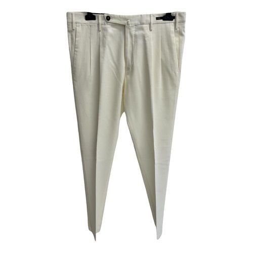 Pre-owned Pt01 Wool Trousers In White