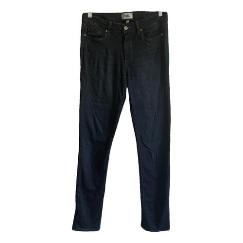 Pre-owned Paige Straight Pants In Navy