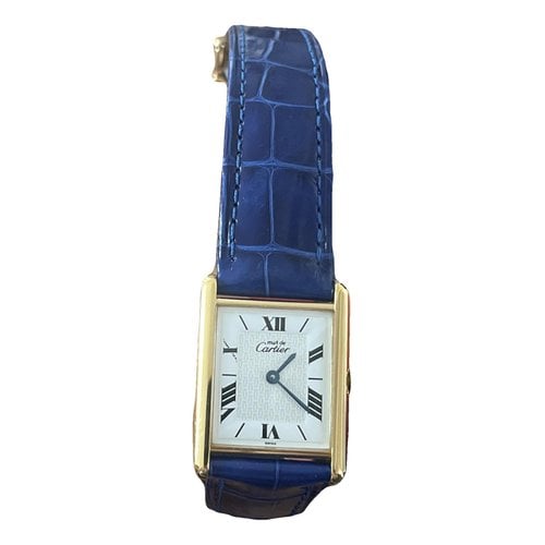 Pre-owned Cartier Silver Gilt Watch In Blue