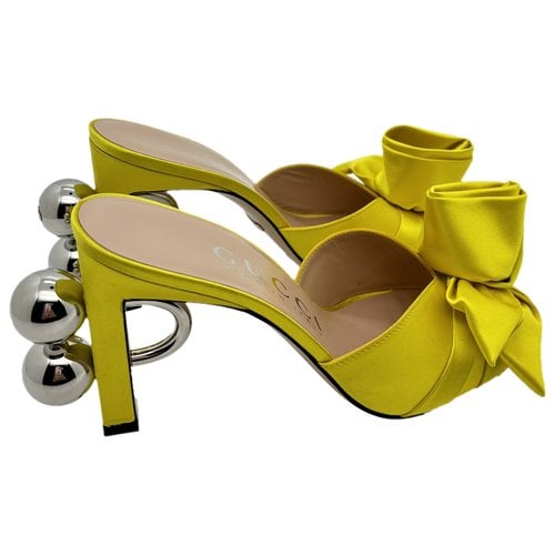 Pre-owned Gucci Tweed Sandal In Yellow