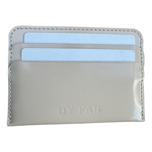 Pre-owned By Far Leather Card Wallet In Beige