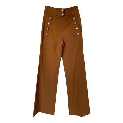 Pre-owned Chloé Wool Straight Pants In Camel