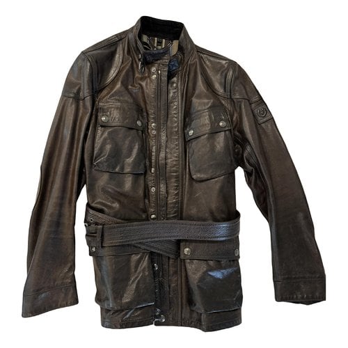 Pre-owned Belstaff Leather Coat In Brown