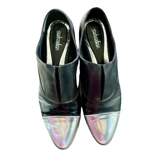 Pre-owned Sebastian Milano Patent Leather Flats In Black