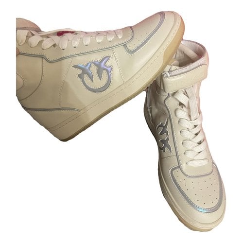 Pre-owned Pinko Leather Trainers In Beige