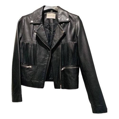 Pre-owned Claudie Pierlot Leather Jacket In Black