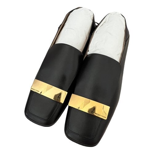 Pre-owned Sergio Rossi Sr1 Leather Ballet Flats In Black