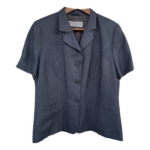 Pre-owned Marella Linen Short Vest In Blue