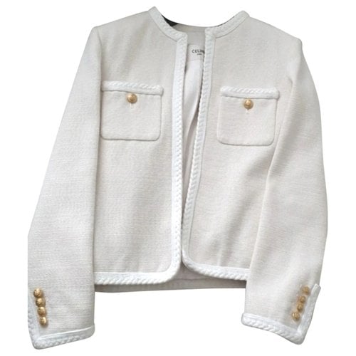 Pre-owned Celine Silk Jacket In White