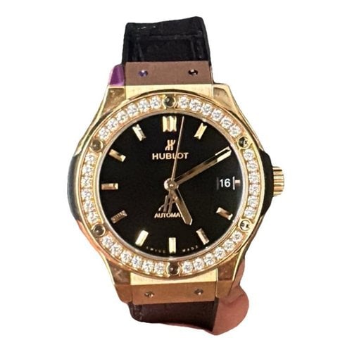 Pre-owned Hublot Classic Fusion Gold Watch In Black