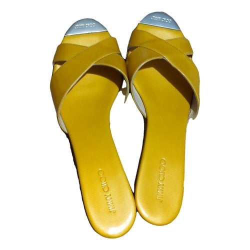 Pre-owned Jimmy Choo Patent Leather Mules & Clogs In Yellow