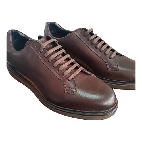 Pre-owned Barrett Leather Low Trainers In Brown