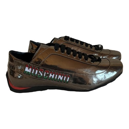 Pre-owned Moschino Leather Low Trainers In Brown