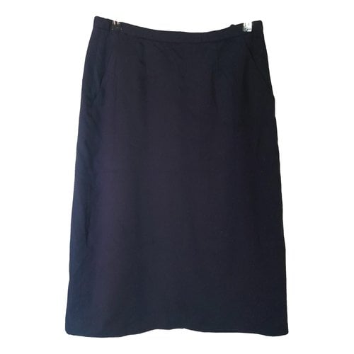 Pre-owned Giorgio Armani Wool Mid-length Skirt In Navy
