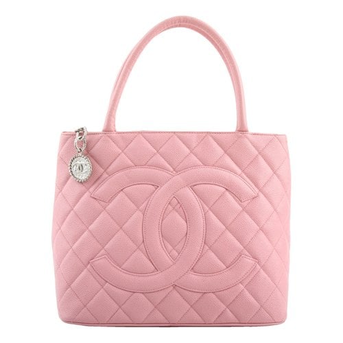 Pre-owned Chanel Mã©daillon Leather Tote In Pink