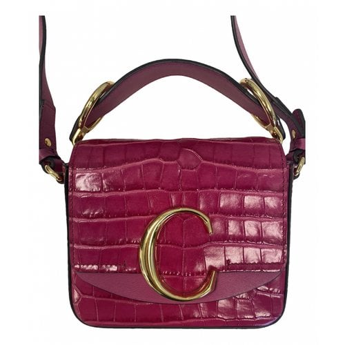 Pre-owned Chloé C Leather Crossbody Bag In Pink