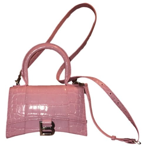 Pre-owned Balenciaga Hourglass Patent Leather Crossbody Bag In Pink