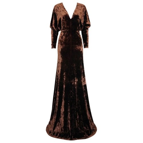 Pre-owned Plein Sud Velvet Maxi Dress In Brown