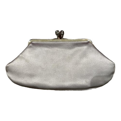 Pre-owned Anya Hindmarch Silk Clutch Bag In Silver