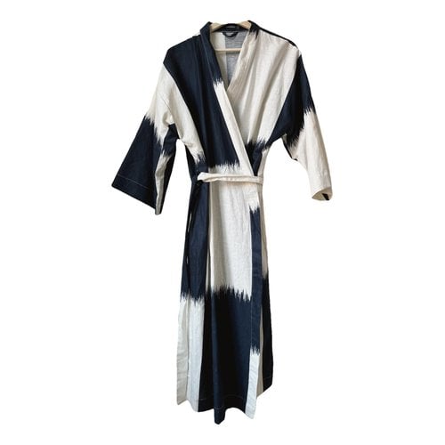 Pre-owned Marimekko Linen Mid-length Dress In Blue