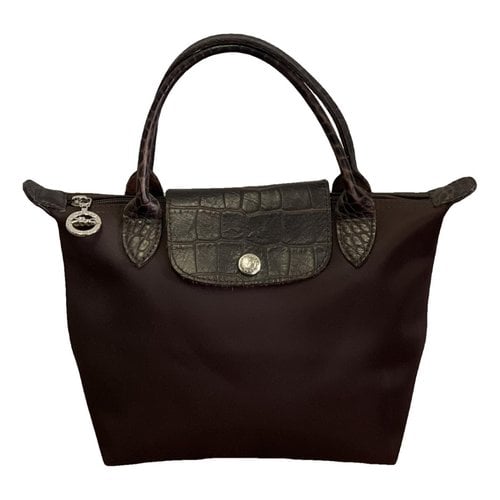 Pre-owned Longchamp Pliage Cloth Handbag In Brown