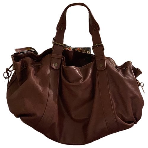 Pre-owned Gerard Darel 24h Leather Handbag In Burgundy