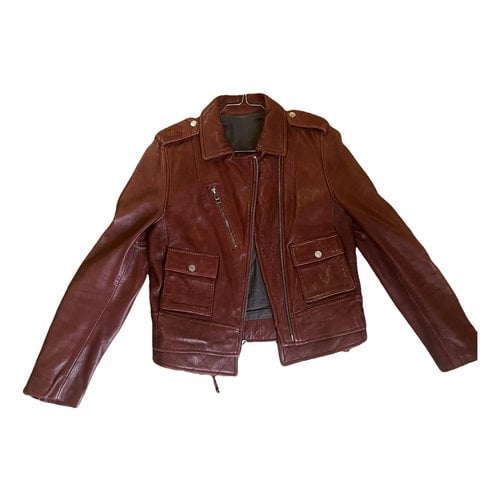Pre-owned Zadig & Voltaire Leather Short Vest In Burgundy