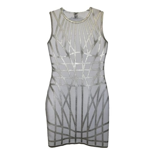 Pre-owned Herve Leger Mini Dress In White
