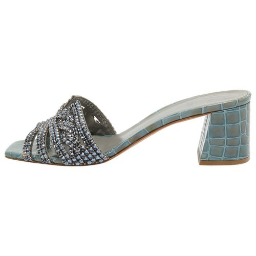 Pre-owned Gina Patent Leather Sandal In Blue