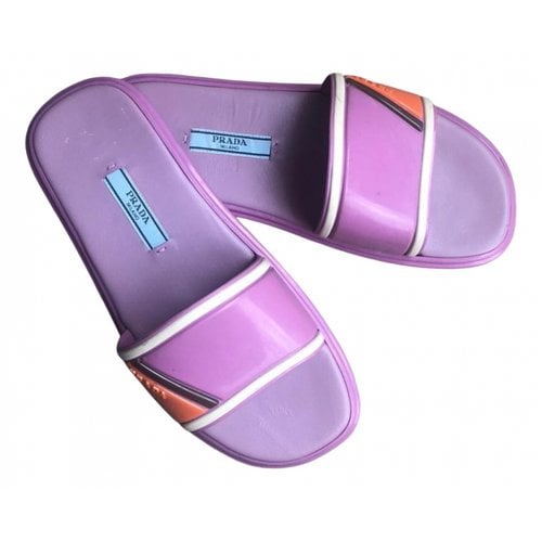 Pre-owned Prada Leather Sandals In Purple