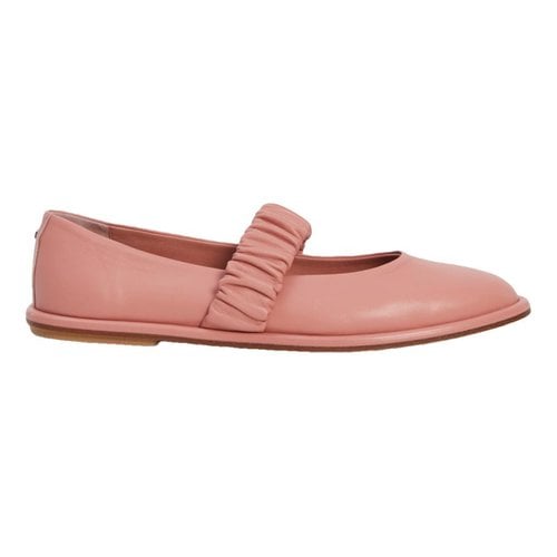 Pre-owned Max Mara Leather Ballet Flats In Pink