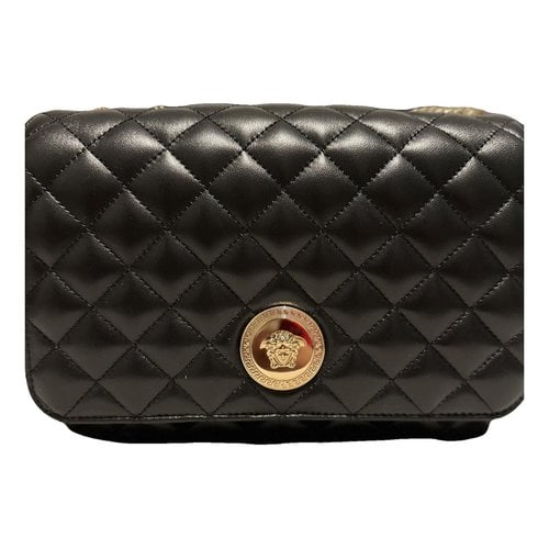 Pre-owned Versace Icon Leather Crossbody Bag In Black