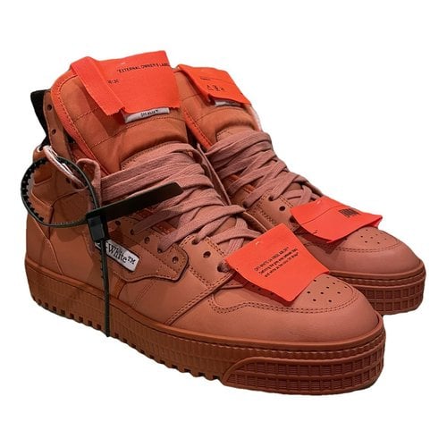 Pre-owned Off-white Off-court Leather High Trainers In Brown